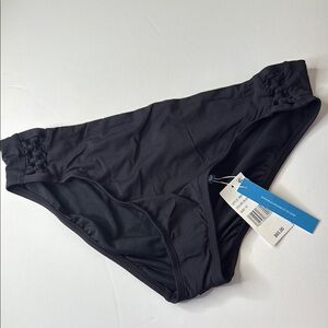 Bleu Rod Beatty Knotted Hipster Bikini Swim Bottoms Solid Black Size 10